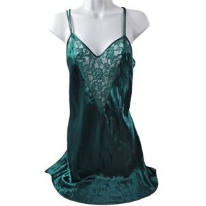 Vintage Victoria's Secret Gold Label Emerald Green Chemise Slip Dress size Small